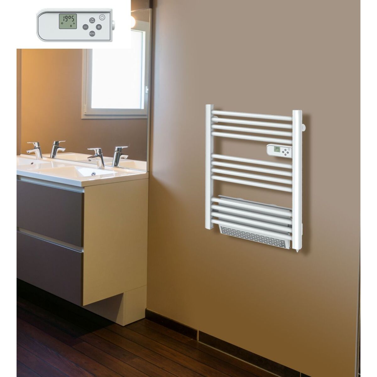 Radiateur sèche-serviette compact 500w soufflerie 1000w