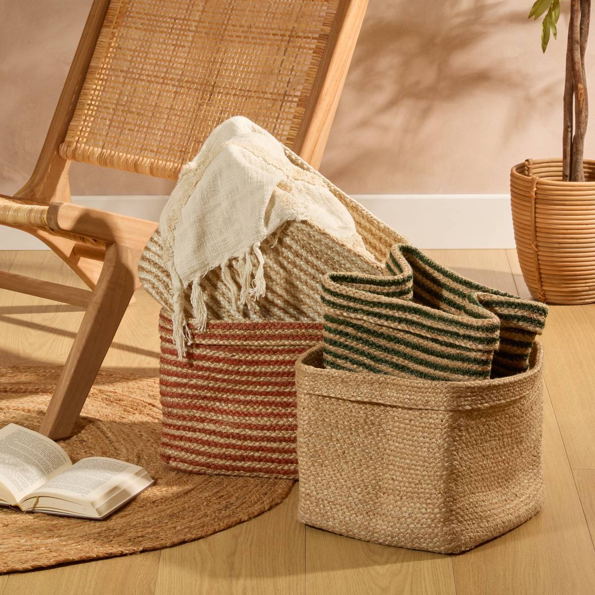 Panier de rangement Tito en jute 30x30cm