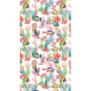 Fouta pur coton 350 g/m² imprimé multicolore Naia blanc