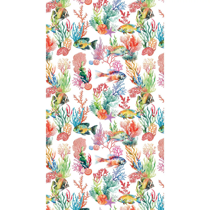 Fouta pur coton 350 g/m² imprimé multicolore Naia blanc