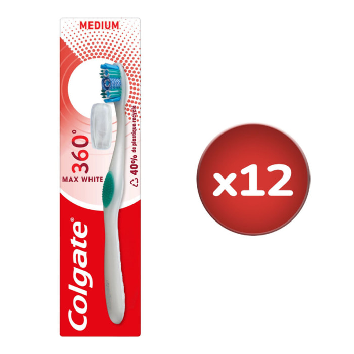 Pack de 12 - Brosse à dents Colgate Max White Medium