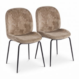 Sedia Imbottita in Effetto Velluto con Gambe in Acciaio, Design Moderno ed Elegante per Sala da Pranzo, Cucina, Soggiorno, Studio e Ufficio