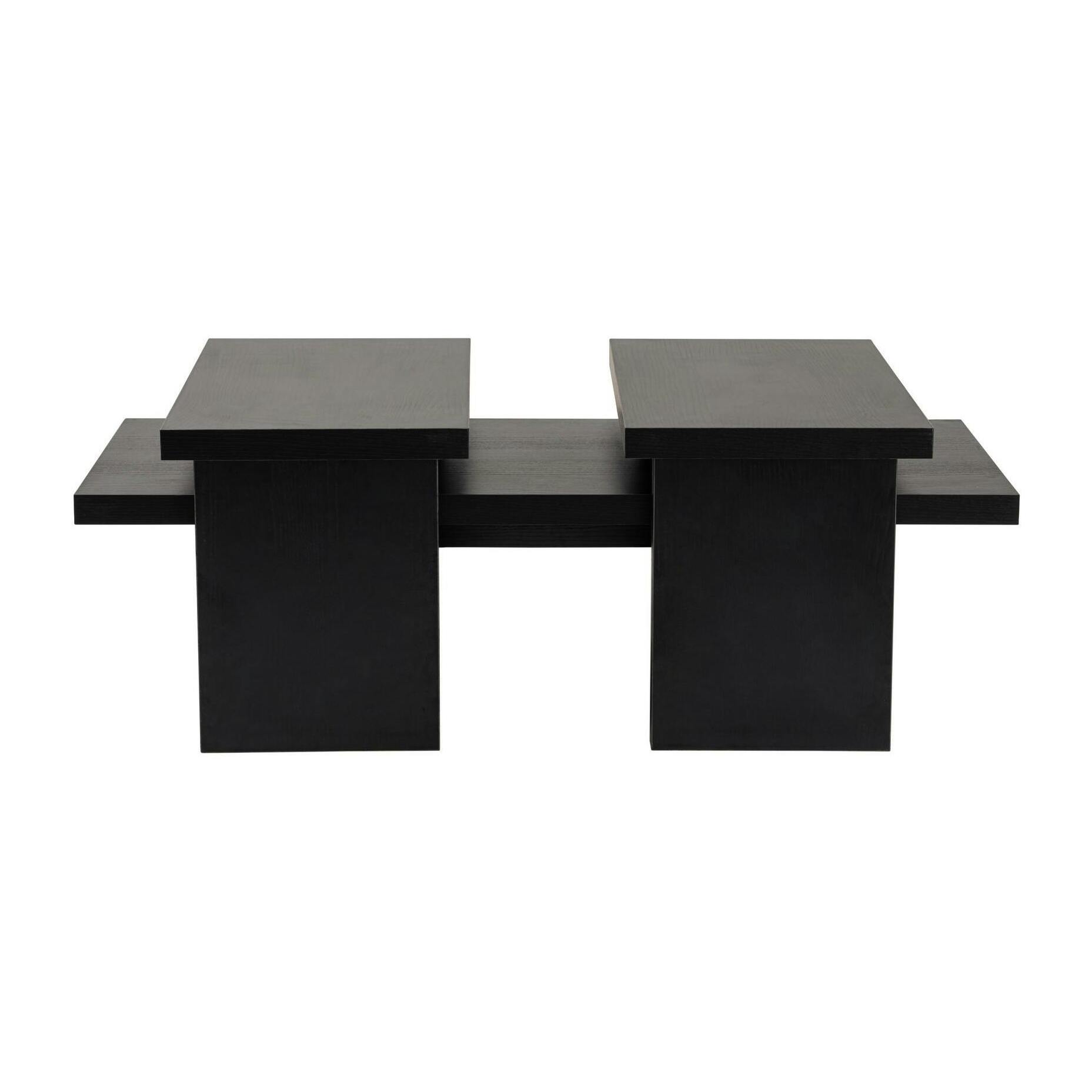 Table basse gigogne design – effet bois noir (3 pièces) MARFA