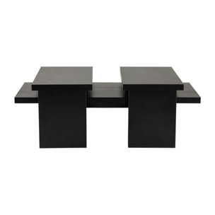 Table basse gigogne design – effet bois noir (3 pièces) MARFA