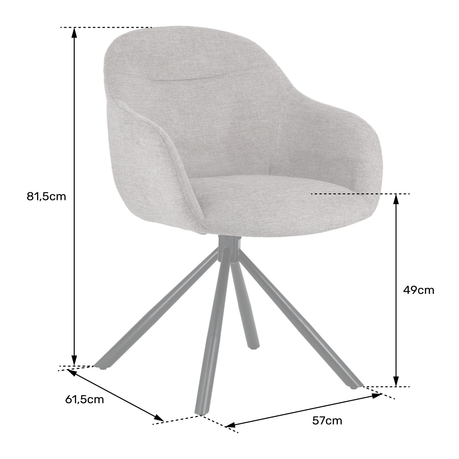 Lot de 2 chaises en tissu gris SAFFI