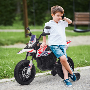 Moto Eléctrica para Niños 12V con Licencia Aprilia, Moto Eléctrica Infantil con Ruedas Auxiliares Desmontables, 6 km/h, Suspensión Trasera, Faro, Música y USB, para Niños 37-96 Meses, Blanco