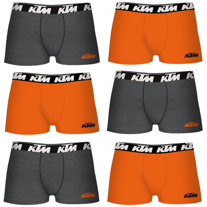 Set de 6 calzoncillos bóxer ktm  naranja y gris oscuro