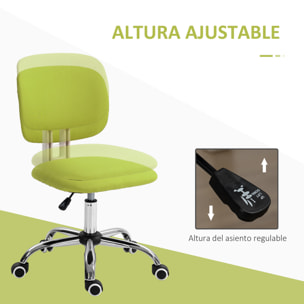 Silla de Oficina sin Brazos Silla de Escritorio Giratoria Tapizado de Tela con Altura Ajustable Estilo Moderno Carga 120 kg 48x53x80-90 cm Verde Lima