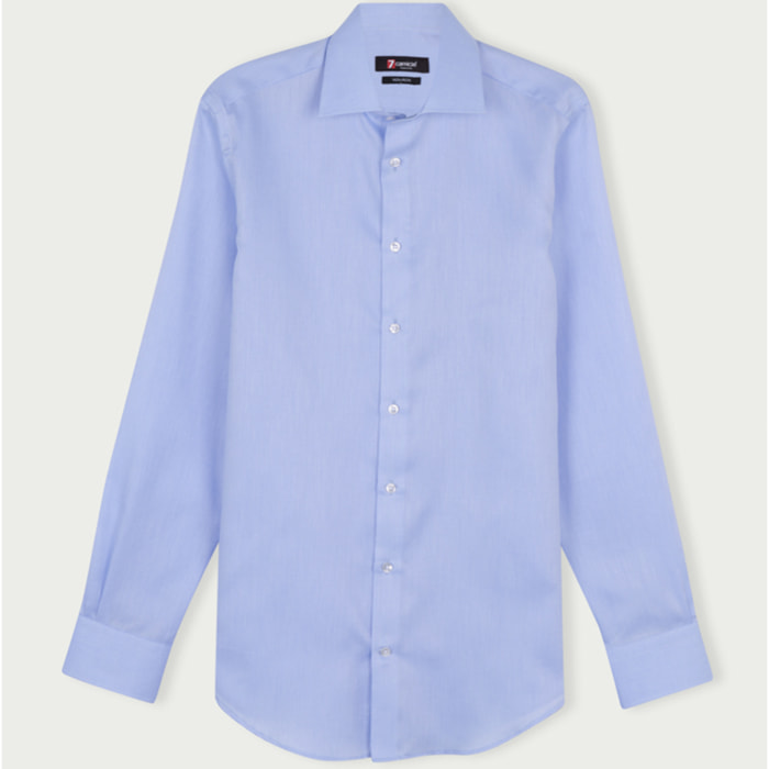 Camicia Uomo 1 Bottone Francese Slim Armaturato Care Free Celeste
