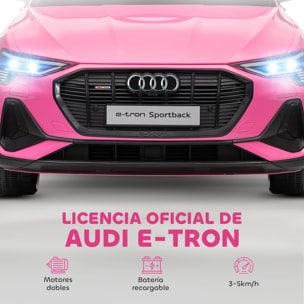 Coche Eléctrico para Niños de +3 Años Audi E-tron, Coche de Batería 12V con Mando a Distancia, Faros LED, Bocina, Música, USB, Apertura de Puerta y Velocidad 3-5 km/h, Rosa