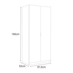 Guardaroba Orange, Armadio per camera da letto a 2 ante battenti, Mobile per camera da letto con 1 ripiano e barra appendiabiti, cm 82x52h180, Bianco