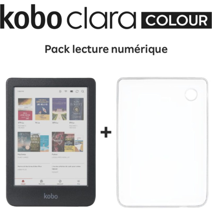 Liseuse eBook KOBO Pack Clara Colour + Cover Transparente