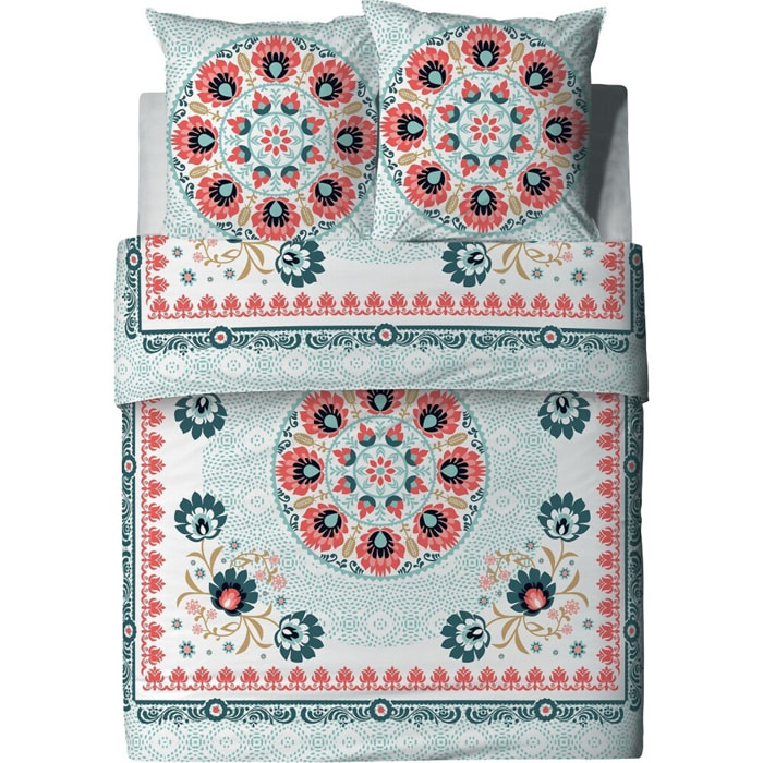 Parure Housse De Couette 3pcs avec Taies oreiller 100% coton 47fils Camelia