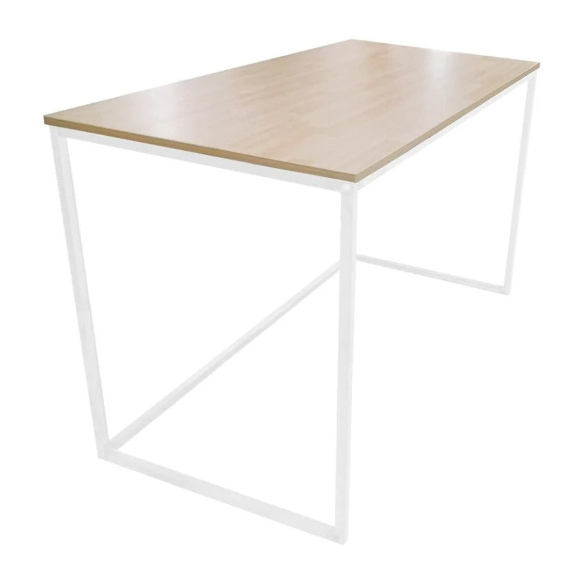 Mesa de escritorio con estructura metálica en blanco y roble salvaje 120x60 cm Mia Roble salvaje - Blanco