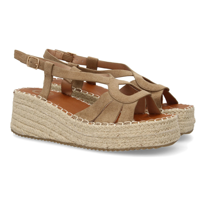 Sandalia de cuña de yute para mujer, comodas y elegantes, diseño moderno con tiras en la pala