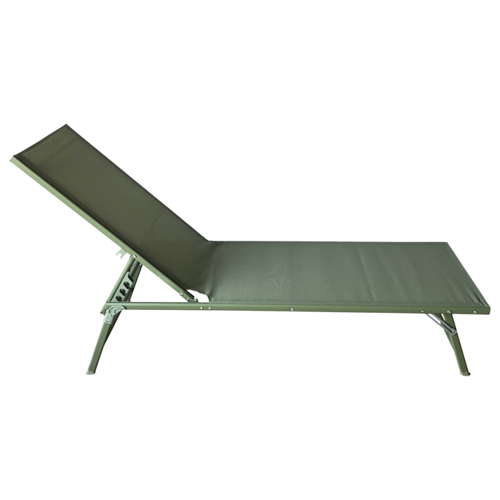 Lot de 2 bains de soleil pliants SICILIA en textilène vert sauge - structure vert sauge
