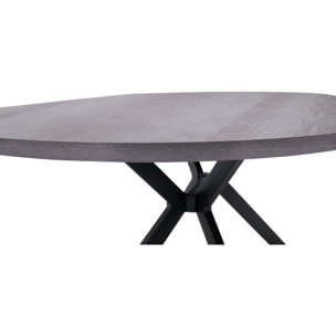 Marui Big - Tavolo da pranzo ovale in legno e metallo con piede centrale Ashi 180x100 cm - grigio