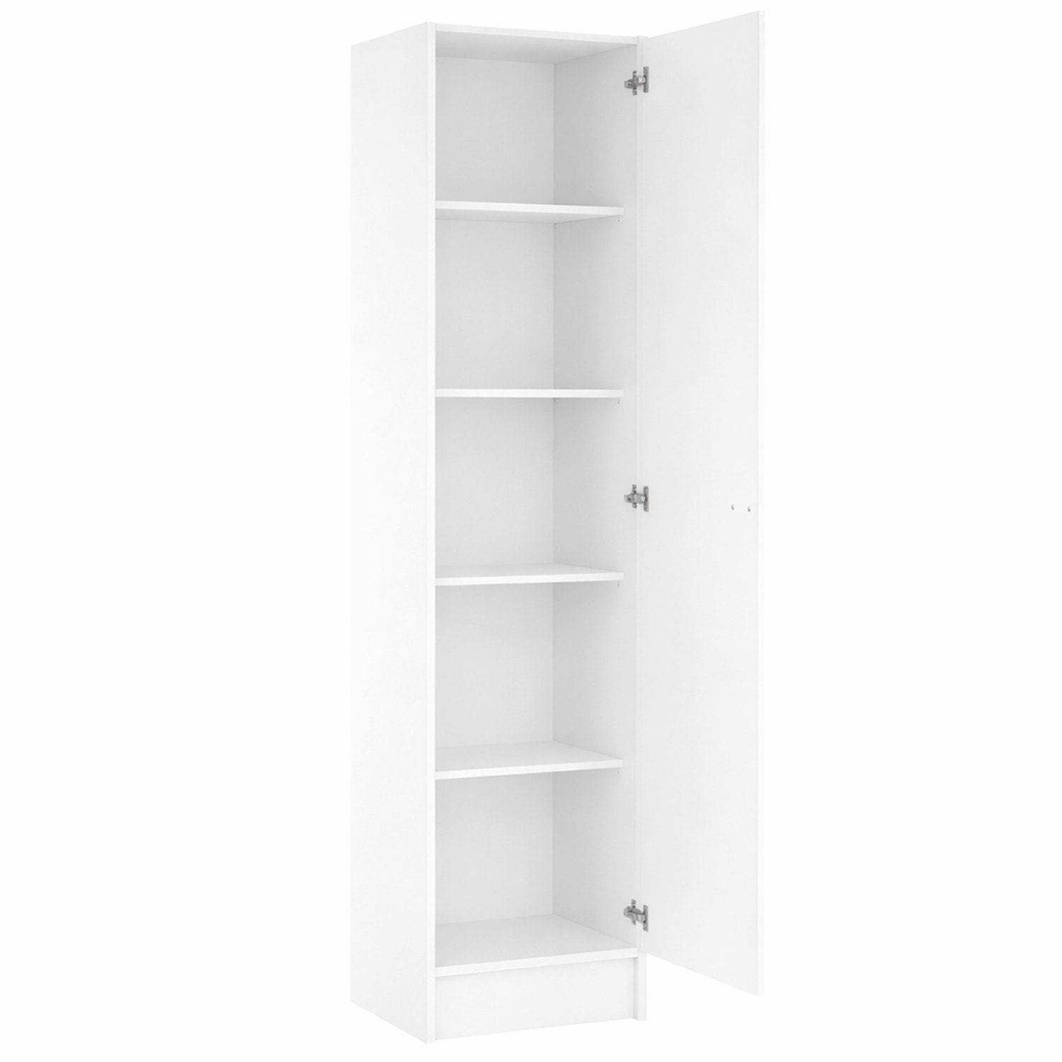 Colonna Armadio Bagno 1 Anta Salvaspazio 4 Ripiani Regolabili Mobile Alto Ingresso Corridoio Moderno Maniglia Argentata 200 x 47.05 x 49.2 cm Bianco