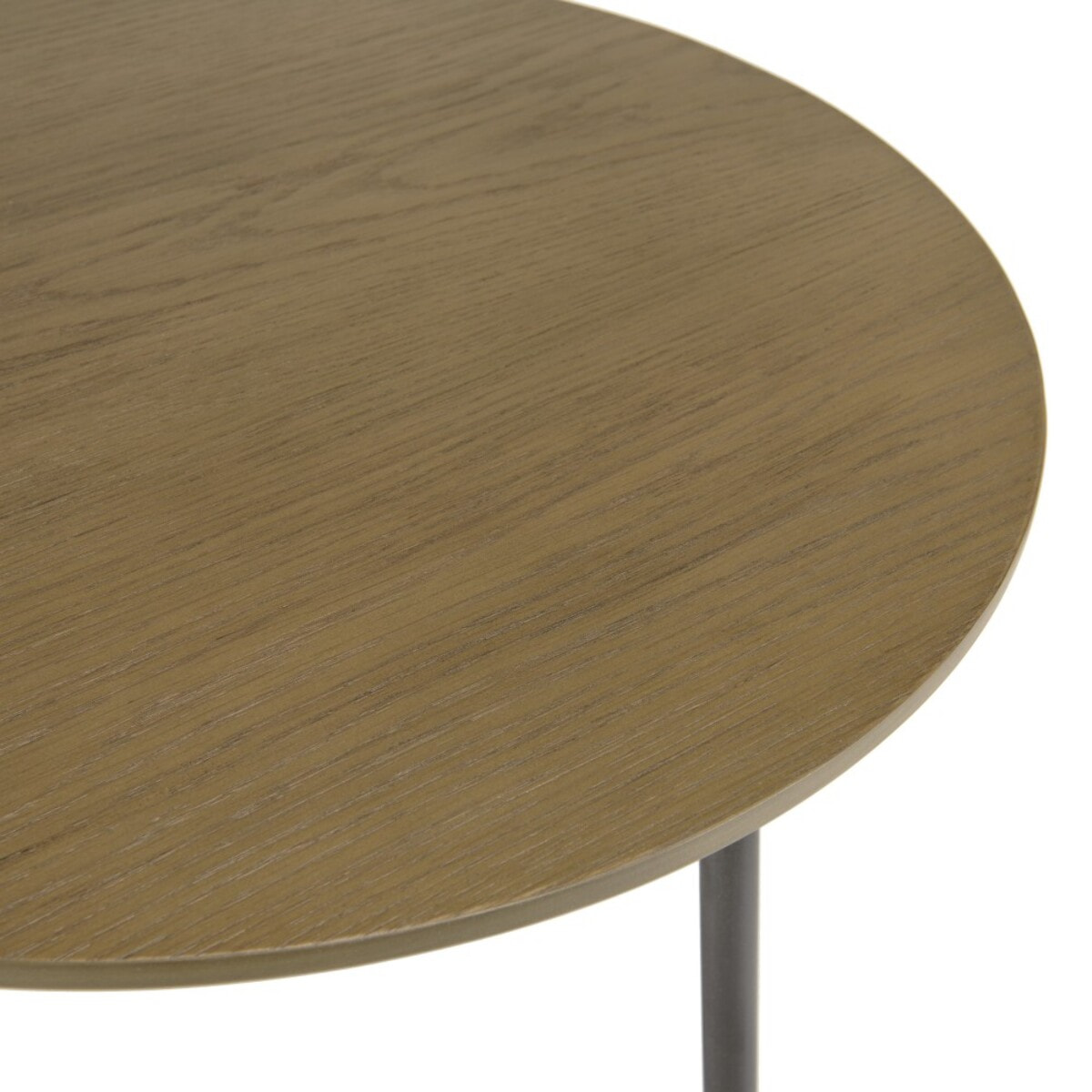 ALMA - Table d'appoint ronde marron foncé 55x55cm pieds métal noir