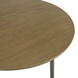 ALMA - Table d'appoint ronde marron foncé 55x55cm pieds métal noir
