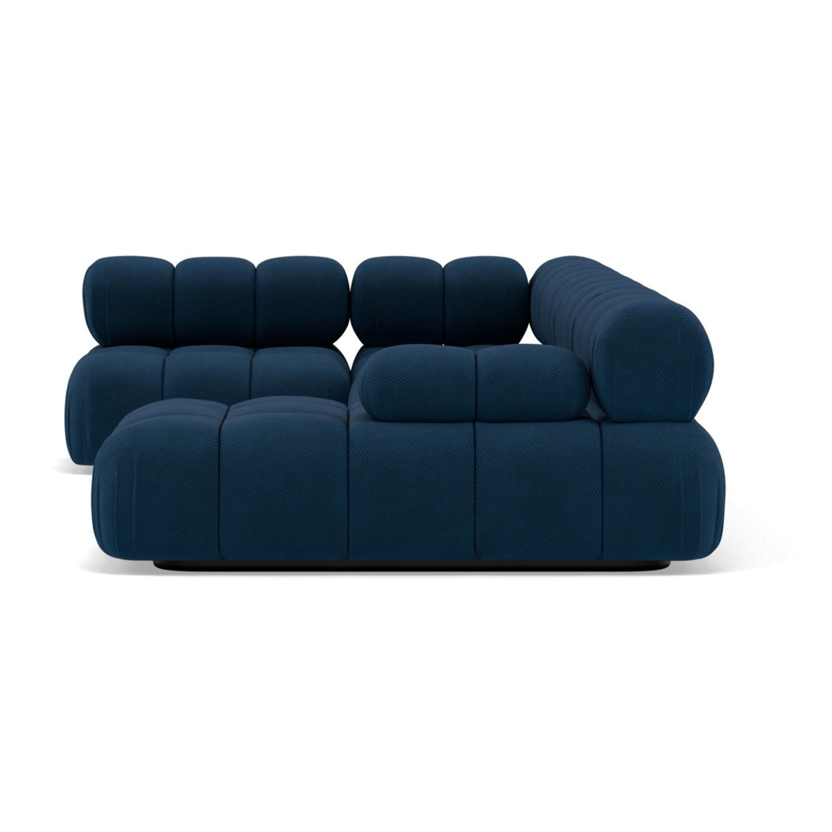 Ruby - canapé panoramique modulable d'angle gauche 7 places en velours texturé - Bleu