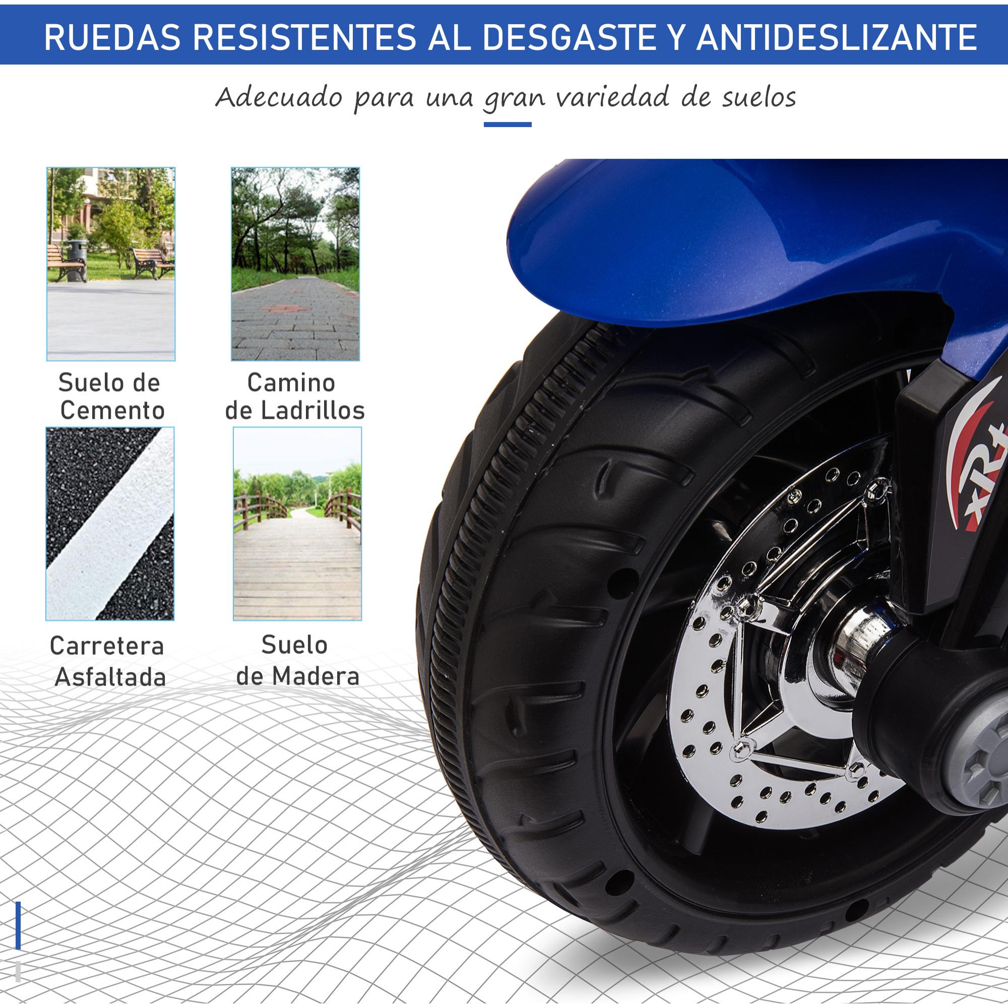 Moto Eléctrica Infantil +3 Años Batería 6V con 3 Ruedas Luces Música Azul Negro