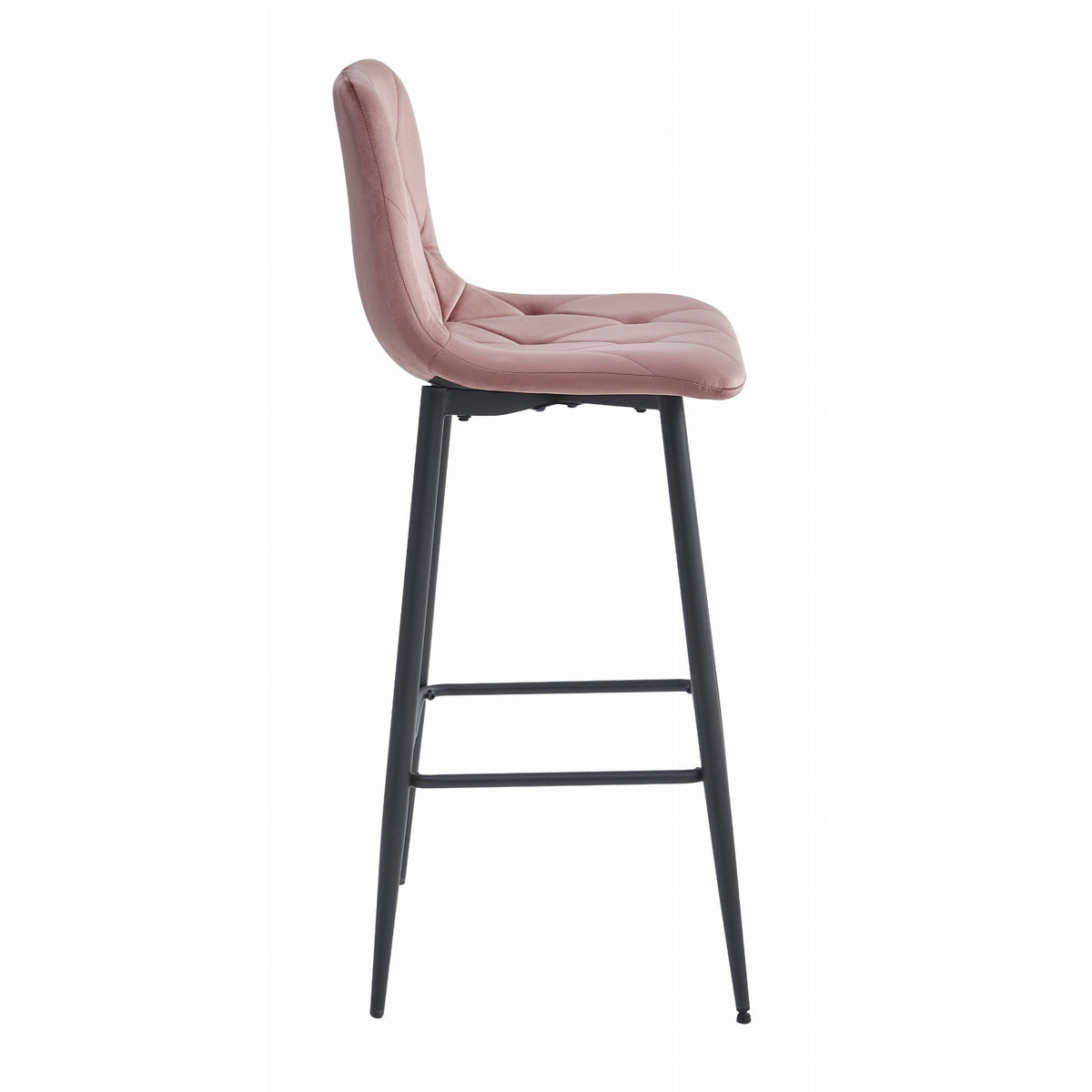 Set di 2 sgabelli da bar Nado in velluto rosa e gambe nere