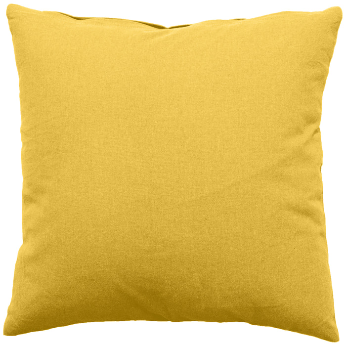 Coussin déhoussable uni en coton - Jaune