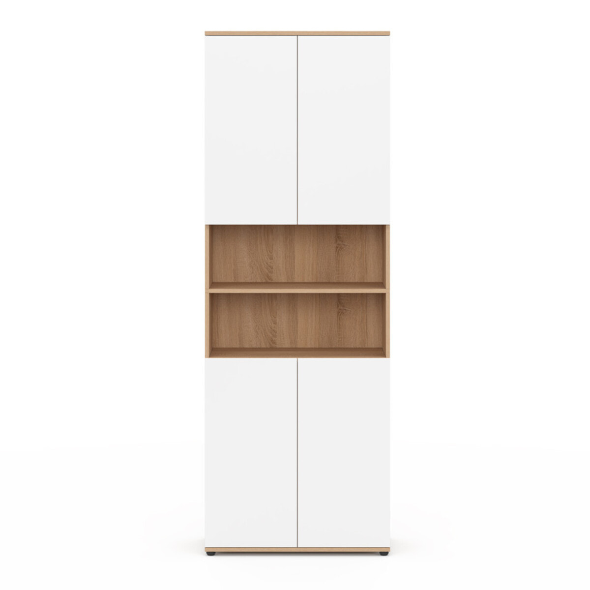 Armoire salle de bain Tom effet hêtre 4 portes blanches
