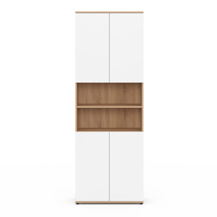 Armoire salle de bain Tom effet hêtre 4 portes blanches