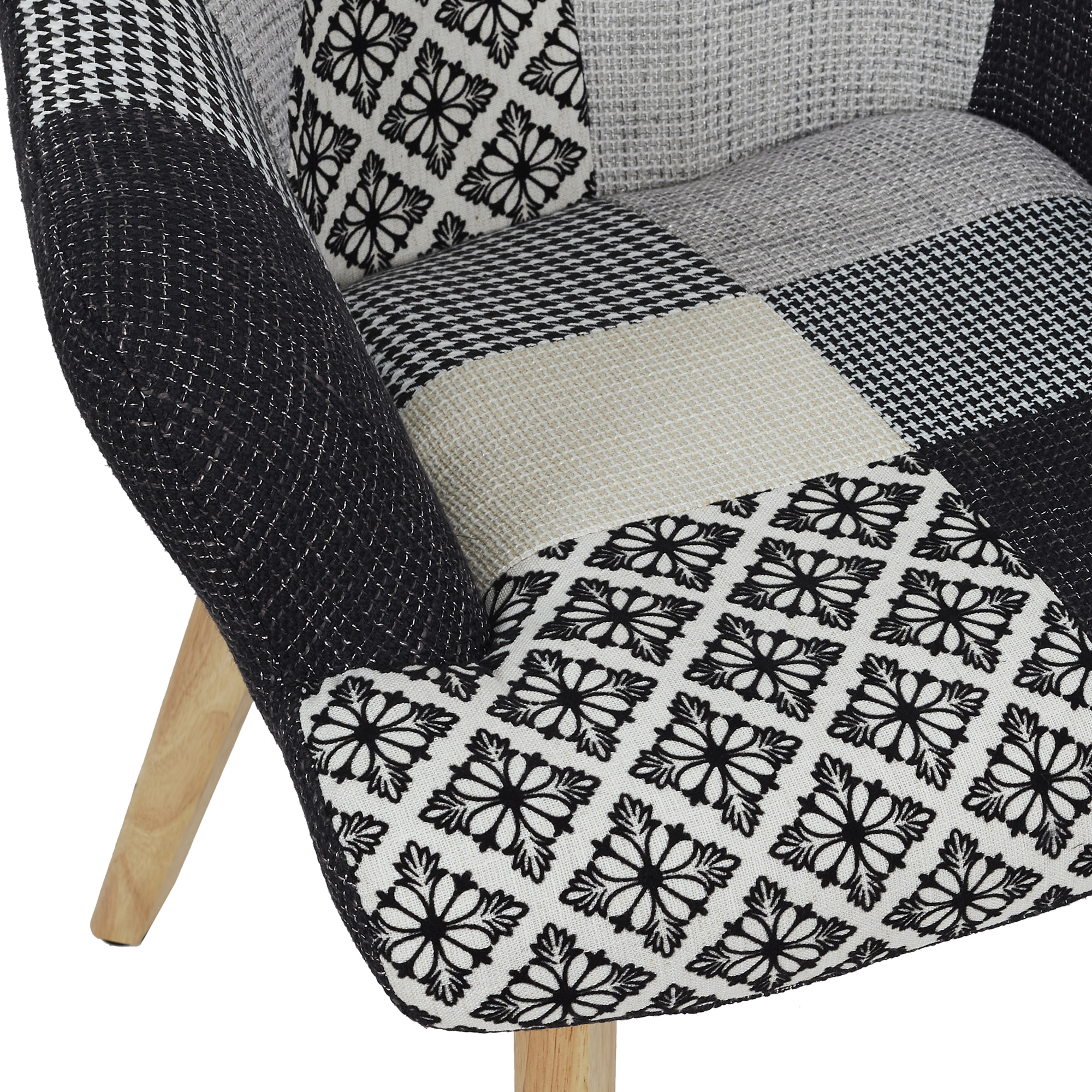 Fauteuil Helsinki Patchwork Noir Et Blanc