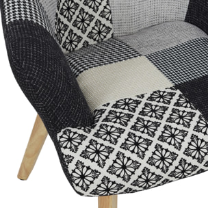 Fauteuil Helsinki Patchwork Noir Et Blanc