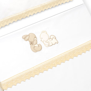 Triptico Minicuna Guipur Oso Tumbado Conejito Bco/Beig