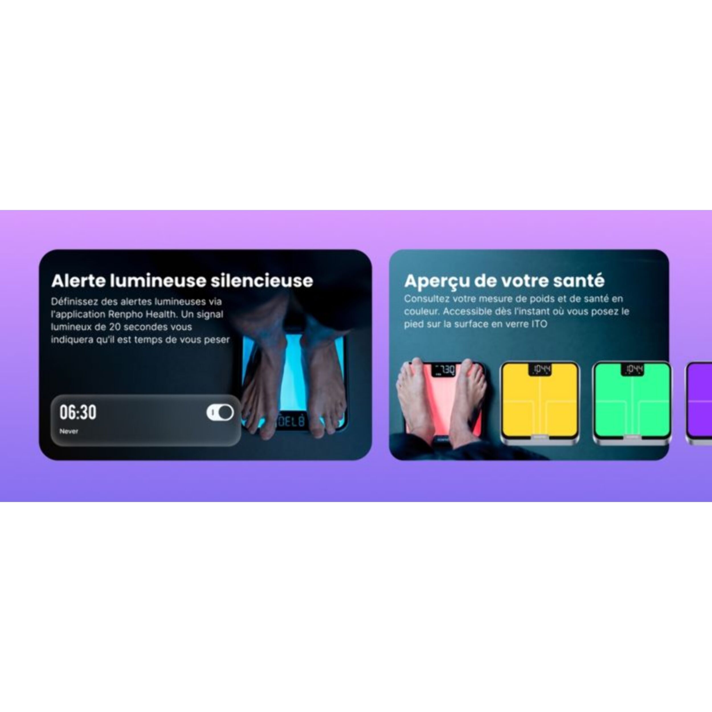 Pèse personne connecté RENPHO Elis Chroma A017 - Impédancemètre Intelligent, Éclairage LED, 13 données corporelles - Rechargeable