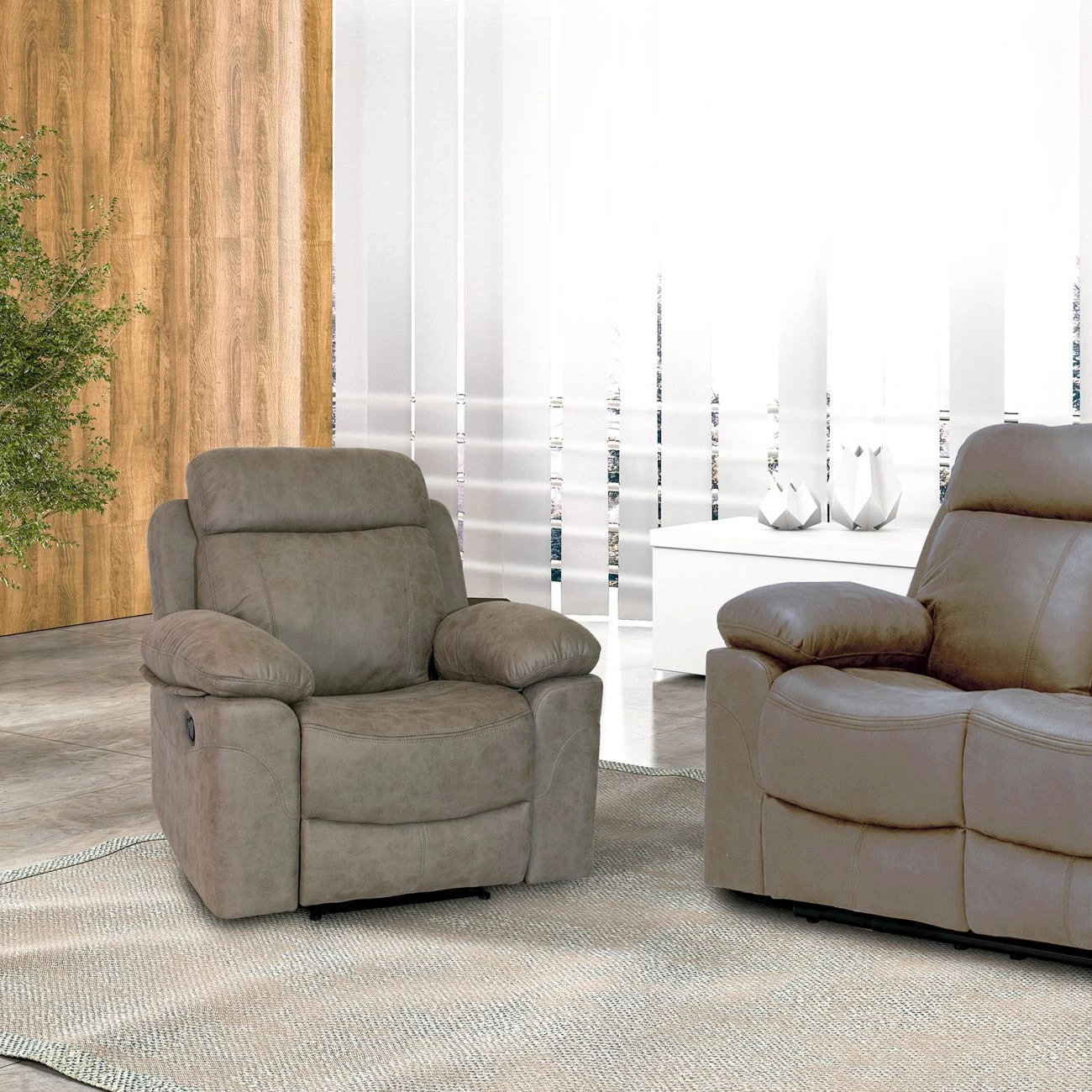 Sillón relax con reposapiés elevable en tono cemento 106 cm Nellie Cemento