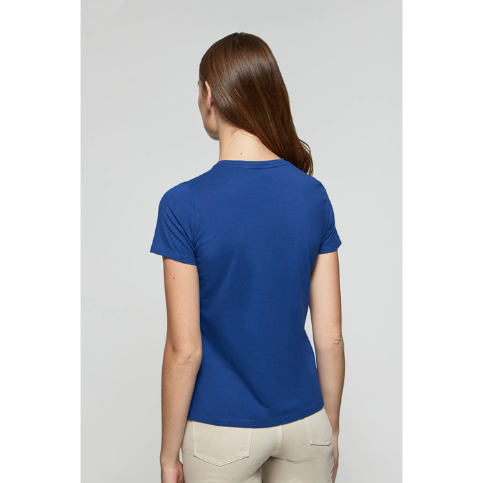 Camiseta azul royal con print icónico Polo Club