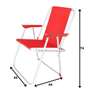 Well home - juego de 2 sillas de playa metálica plegable de color rojo 44x44x74cm