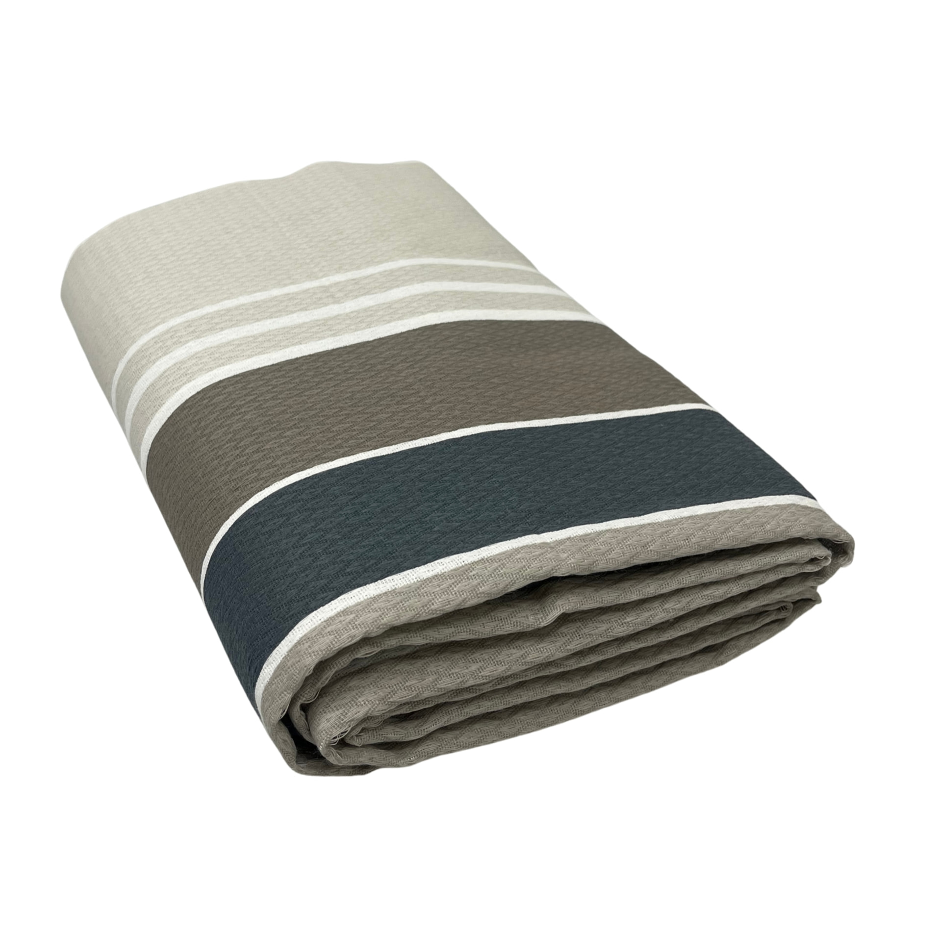 Copriletto Piquet 100% Cotone Made In Italy Disegno Rigato Scia Grigio