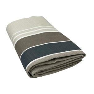 Copriletto Piquet 100% Cotone Made In Italy Disegno Rigato Scia Grigio