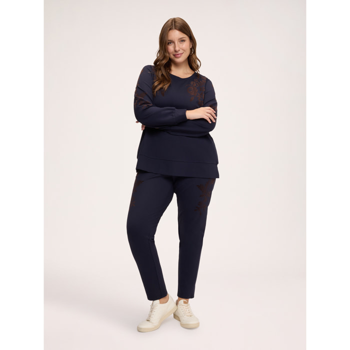 Fiorella Rubino - Joggers in jersey con flock - Blu