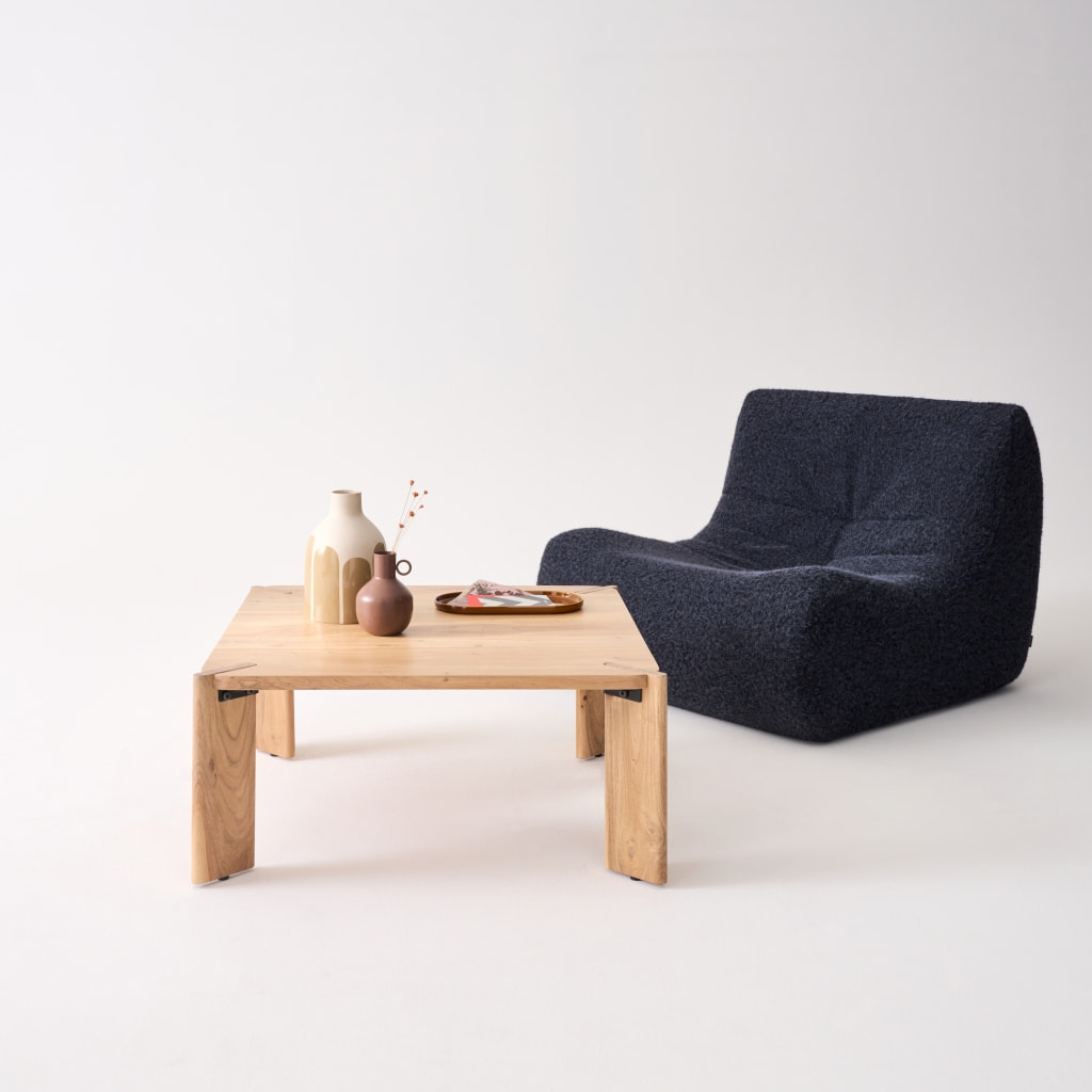 Table basse exotique carrée bois massif 80cm naturel - Reva