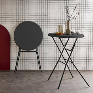 Lot de 2 tables hautes de réception – GALA – Mange debout. pliables. Ø80cm x 110cm. gris foncé
