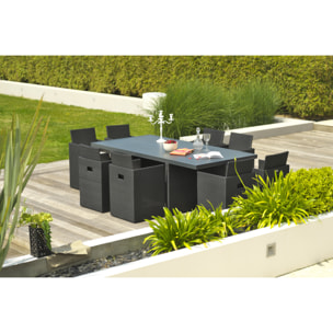 PVC-8-ALU - Ensemble repas encastrable 8 places résine tressée noire