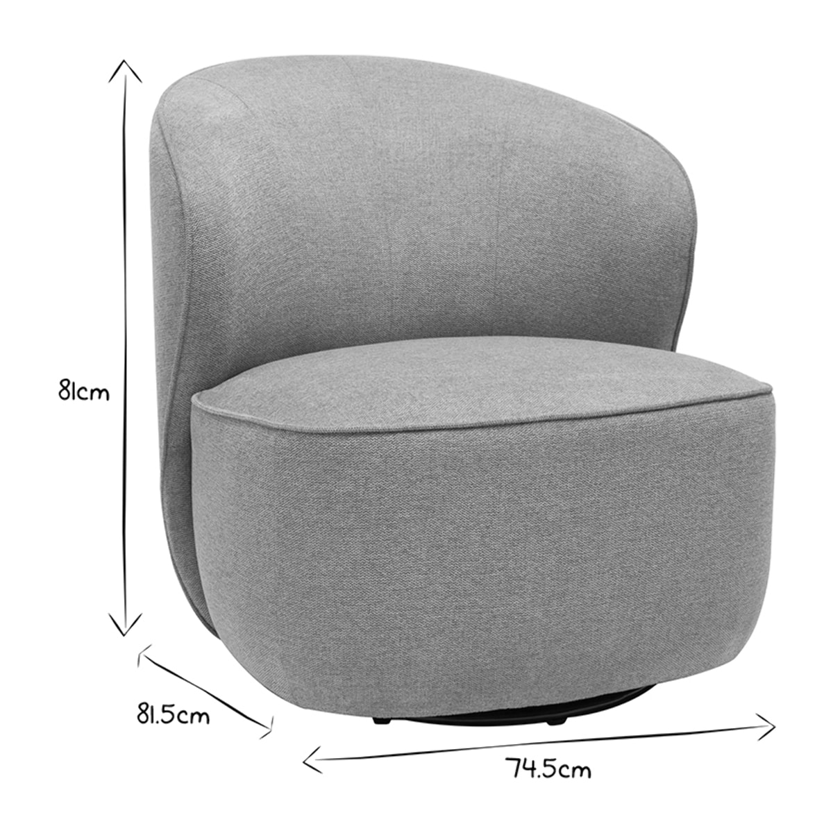 Fauteuil design pivotant en tissu taupe AMBER