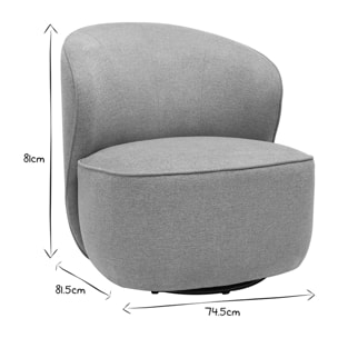 Fauteuil design pivotant en tissu taupe AMBER