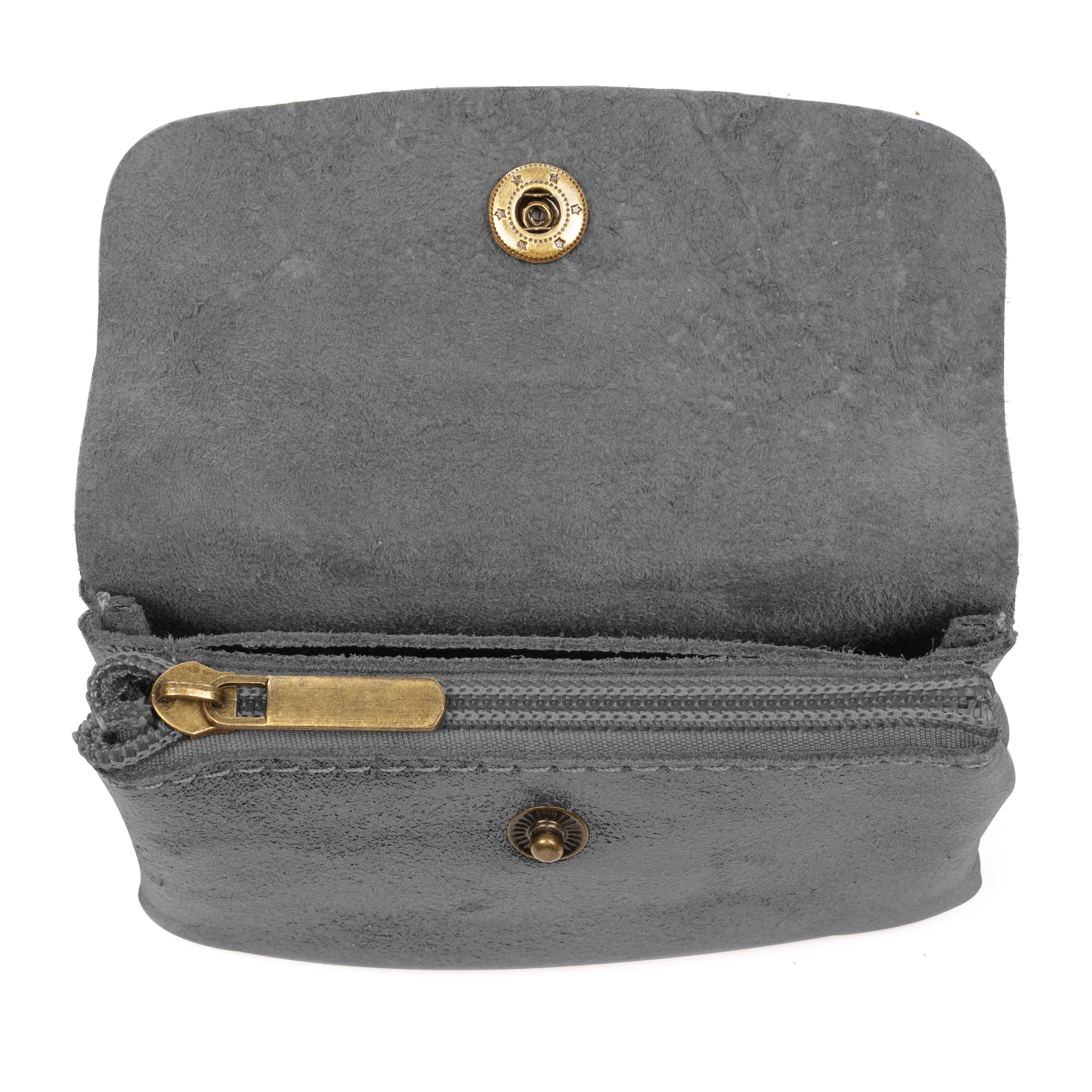 Alpignano portafoglio donna. Vera Pelle Scamosciata lucida laccata.