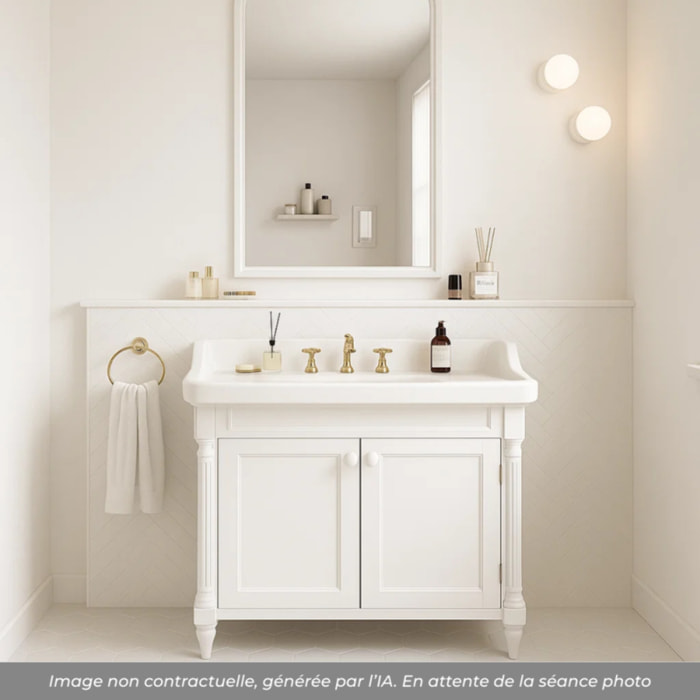 Meuble vasque Cléo 1889 blanc velours 3 trous