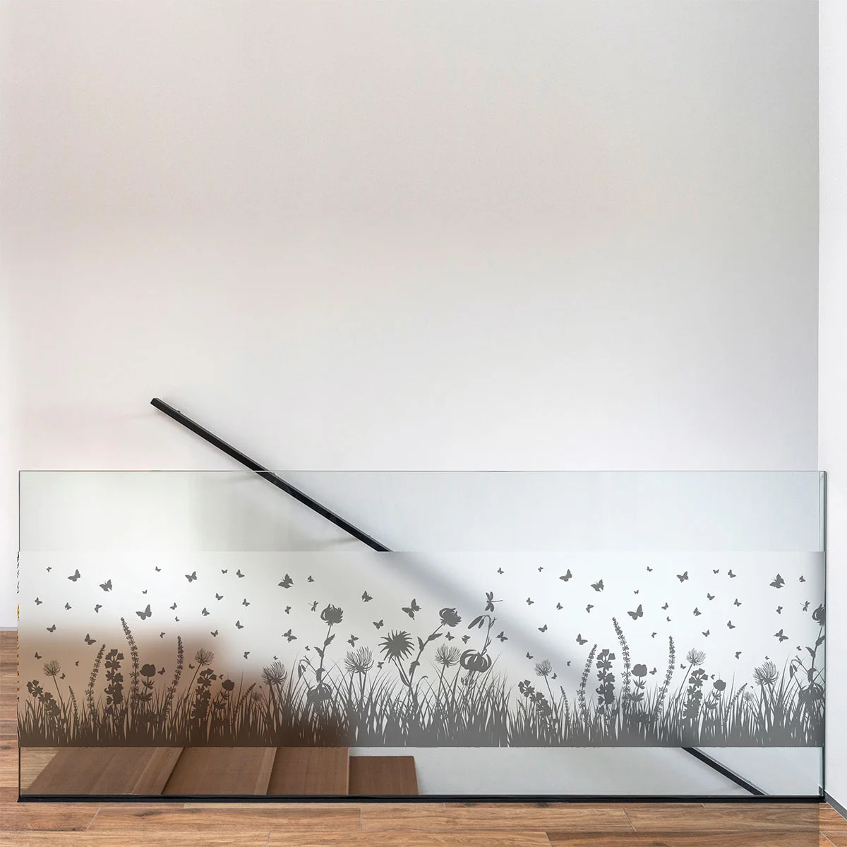 Film vitrage - Ambiance Sticker - CHAMP DE FLEURS ET PAPILLONS - Anti-regard Occultant - 40x200cm