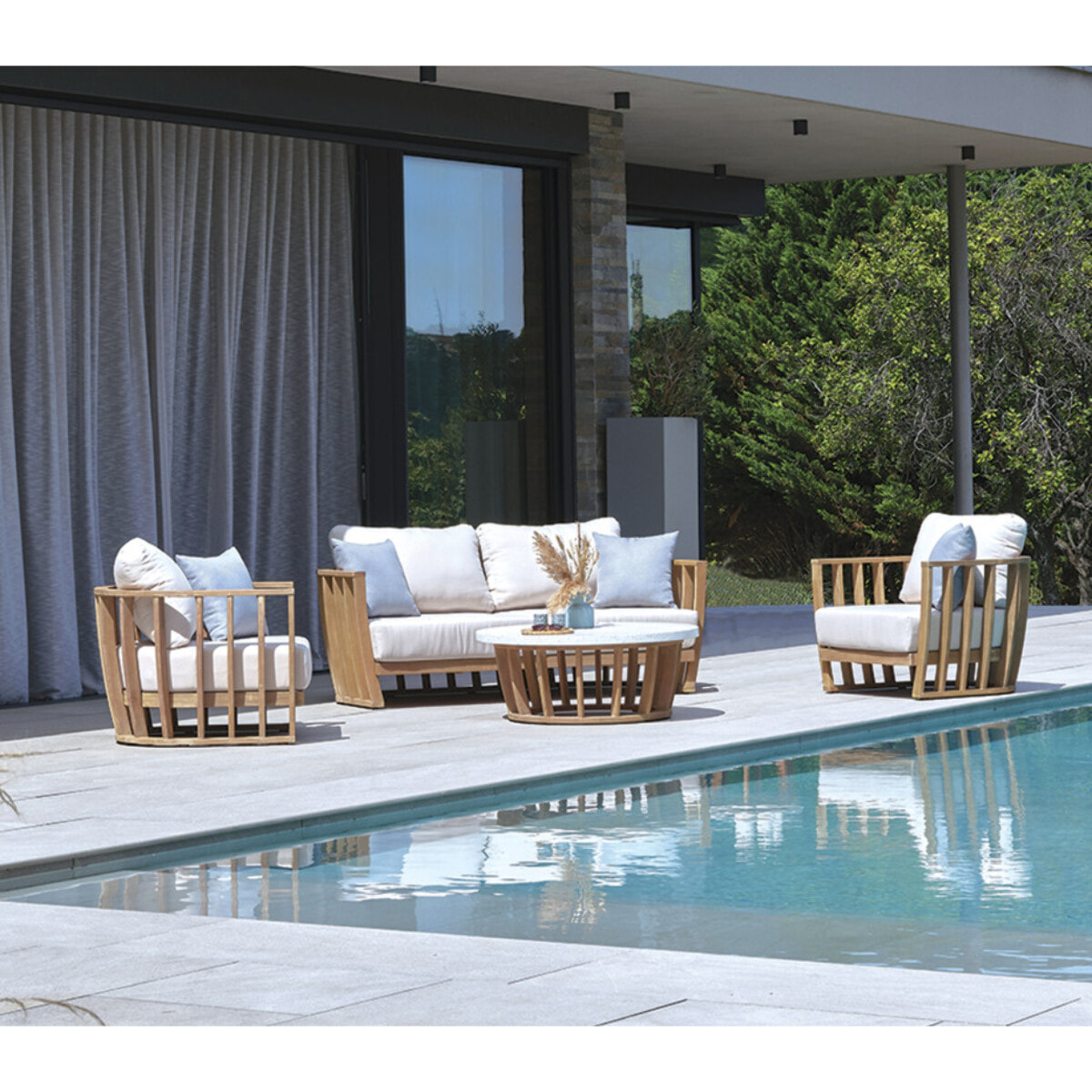 Salon de jardin en eucalyptus - 5 places - KUTA