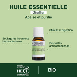 Pranarom - Huile Essentielle de Giroflier - Bio - 10 ml